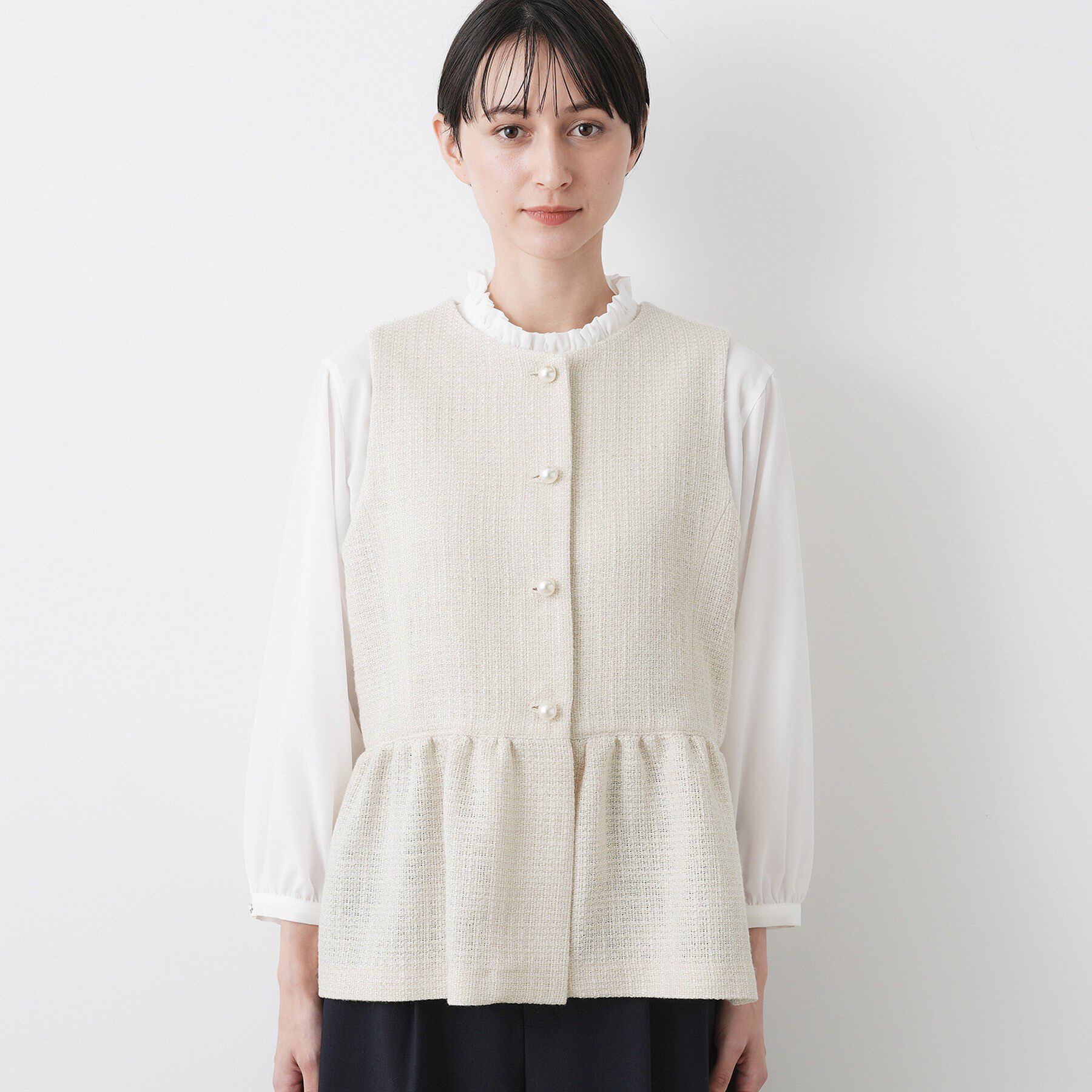 Dessin「【入卒／セレモニー】パール調ボタンベスト」|ベスト・ジレ|