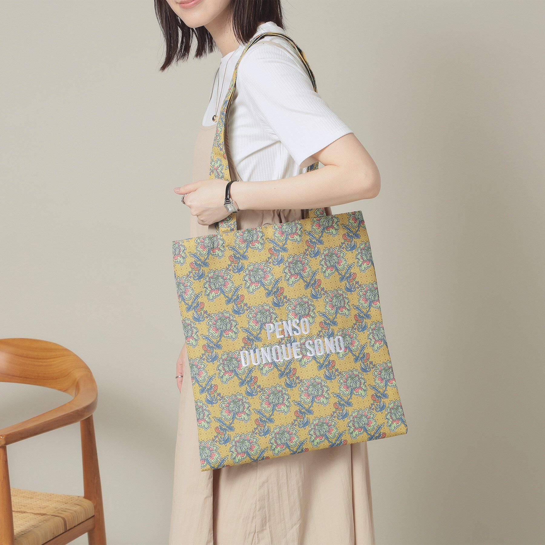 ITS&rsquo;DEMO「【A4対応】ラタフラットトート」|トートバッグ|イエロー(132)