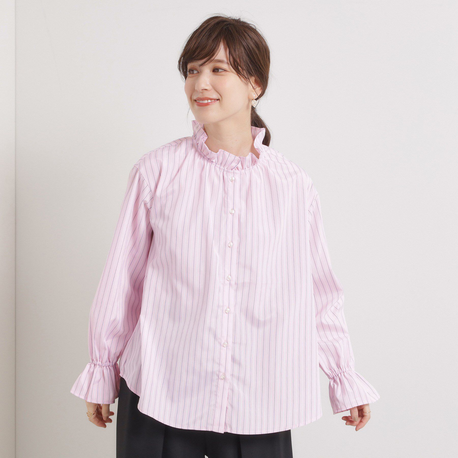 ITS&rsquo;DEMO「【洗濯機OK】スタンドフリルブラウス」|シャツ・ブラウス|