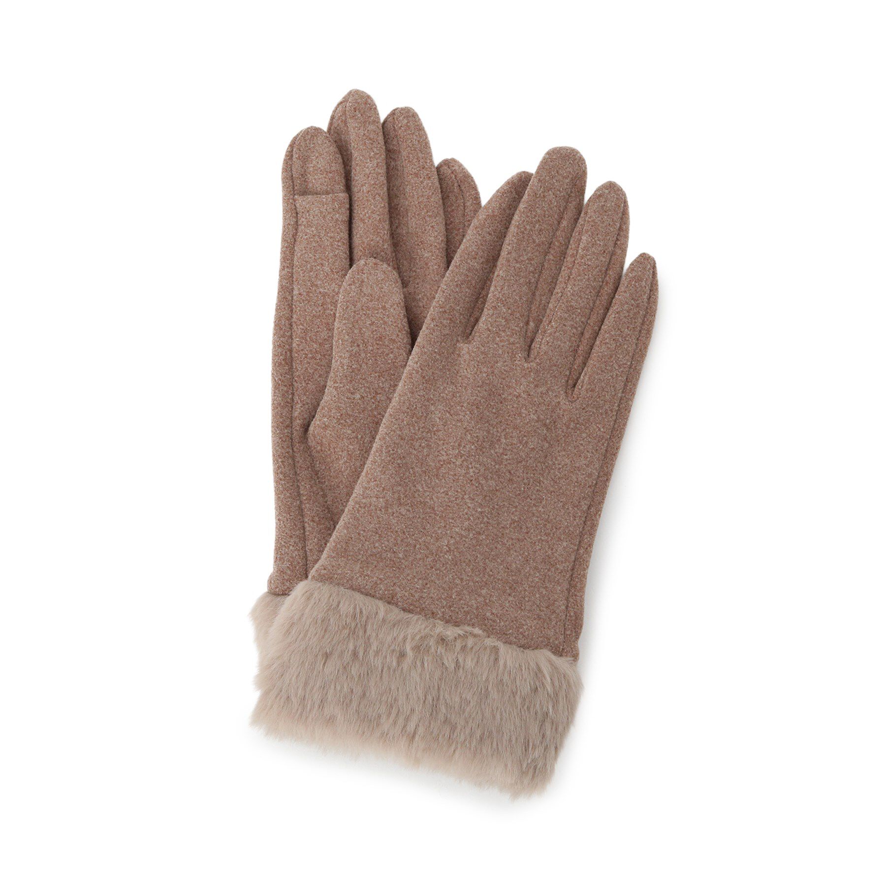 ITS&rsquo;DEMO「【手洗い可】ファーカフスジャージグローブ」|手袋|ブラウン(043)