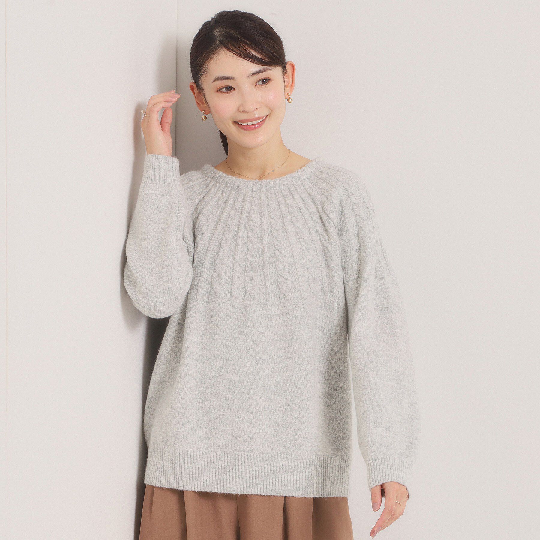 ITS&rsquo;DEMO「【手洗い可】求心柄ニット」|ニット・セーター|ライトグレー(011