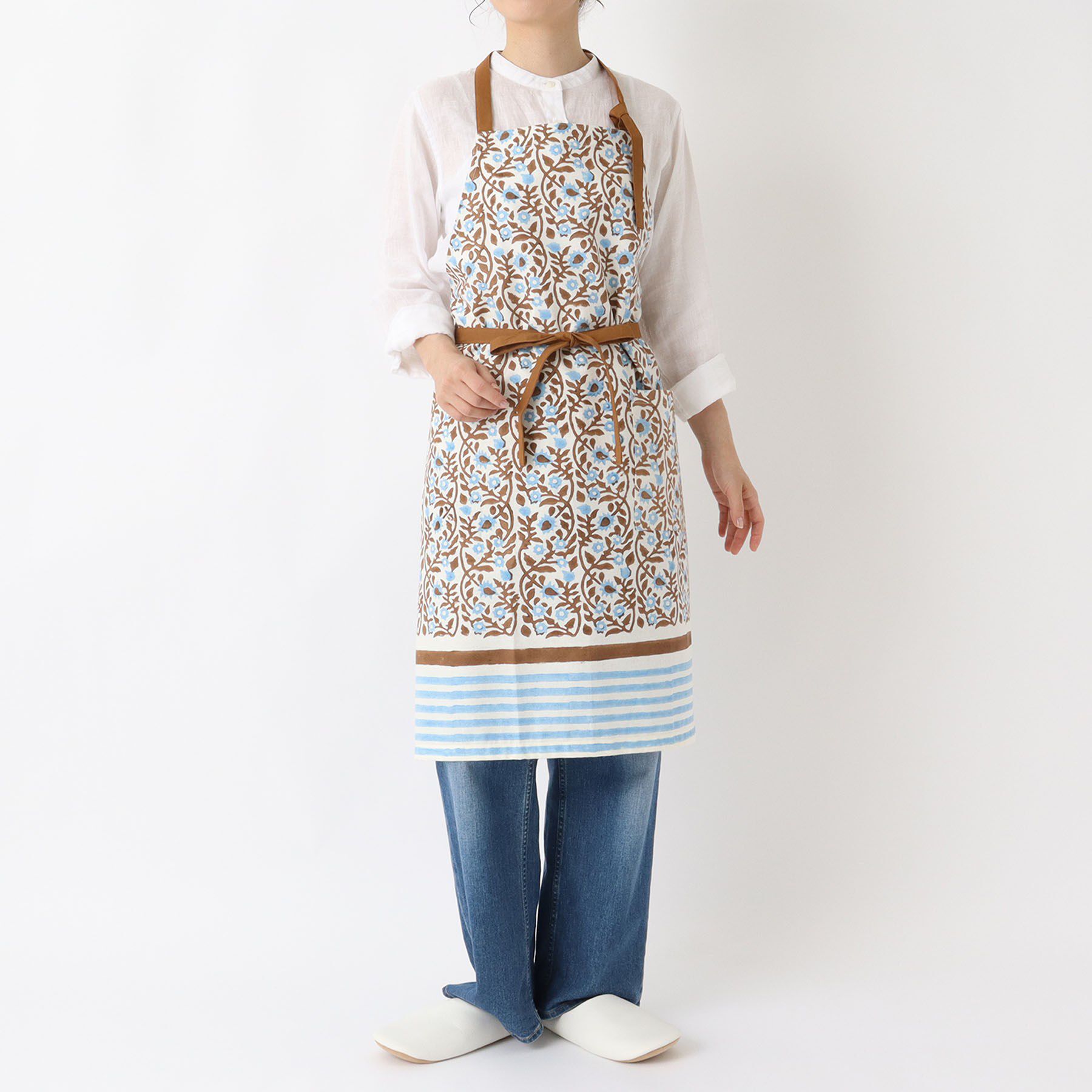 212 KITCHEN STORE「ブロックプリント フルエプロン BL ＜212Kオリジナル＞」|食器・キッチングッズ|