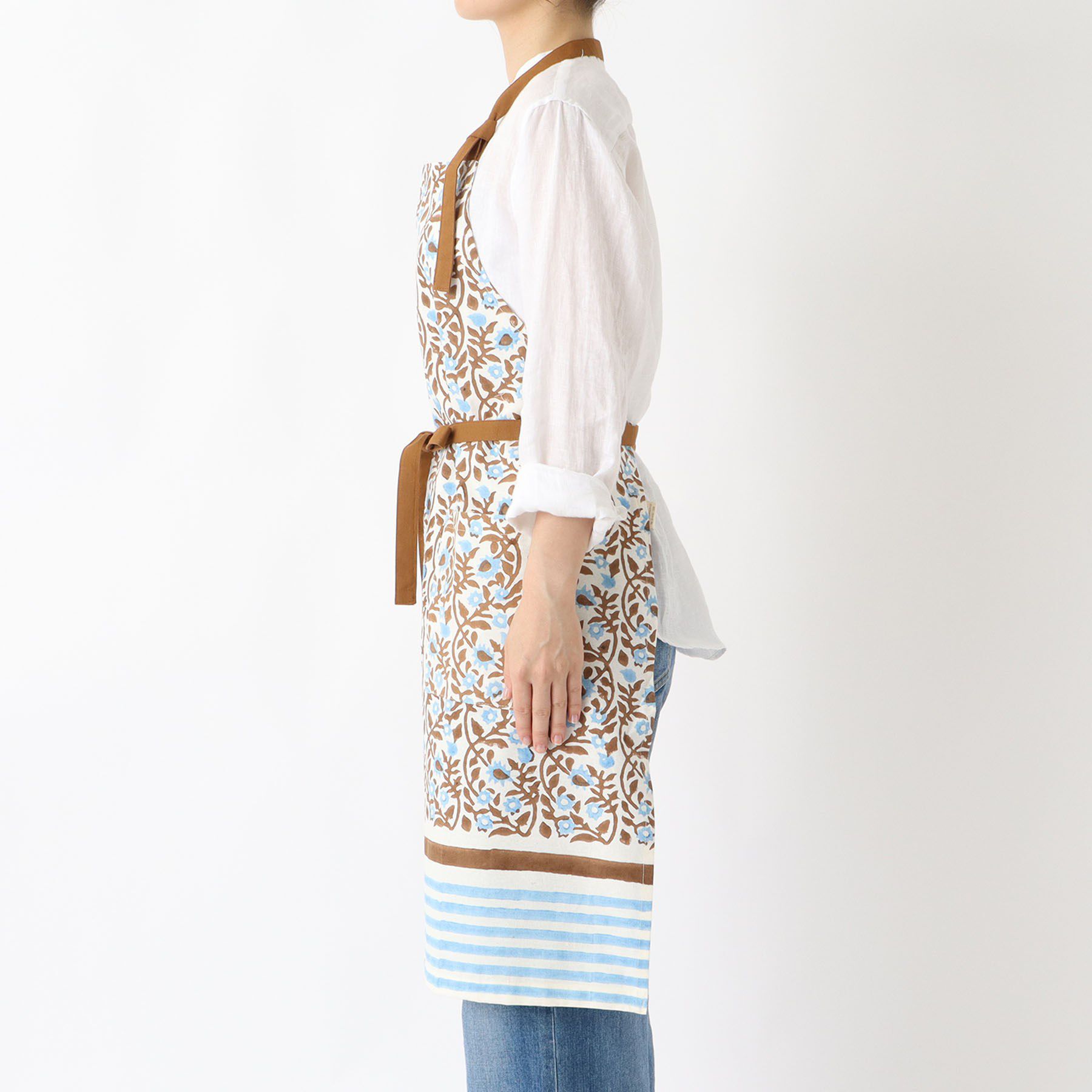 212 KITCHEN STORE「ブロックプリント フルエプロン BL ＜212Kオリジナル＞」|食器・キッチングッズ|