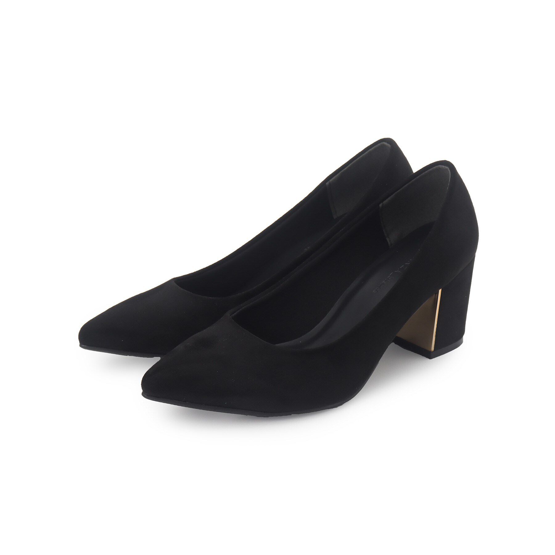 ESPERANZA「ゴールドプレート付きブロックヒールポインテッドトゥパンプス【ESPERANZA＿blanca】」|パンプス|ﾌﾞﾗｯｸ(119)