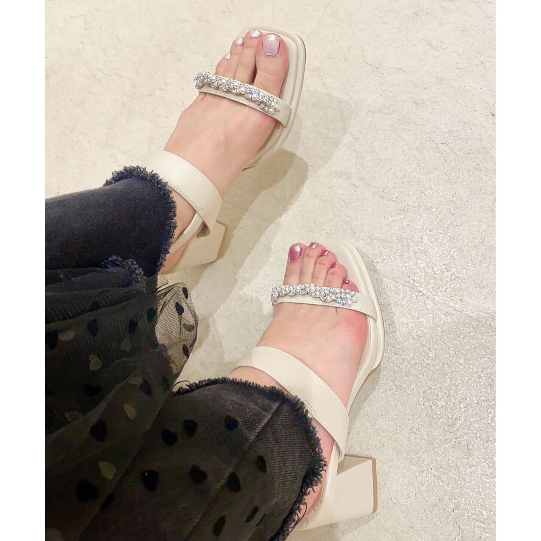 ESPERANZA「キラキラスクエアトゥサンダル 24SS」|サンダル|