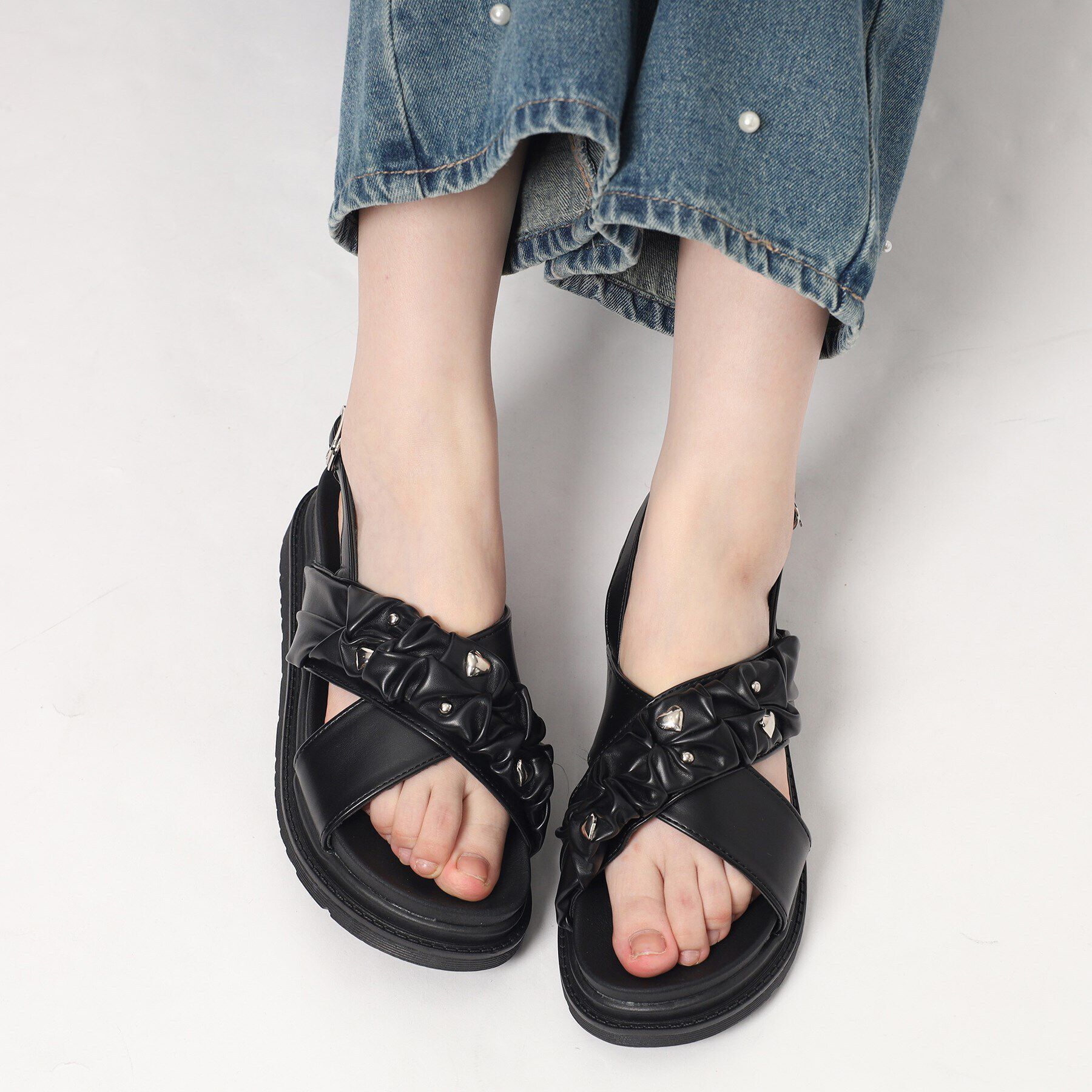 csT&P「厚底ハートスタッズスポサン」|サンダル|