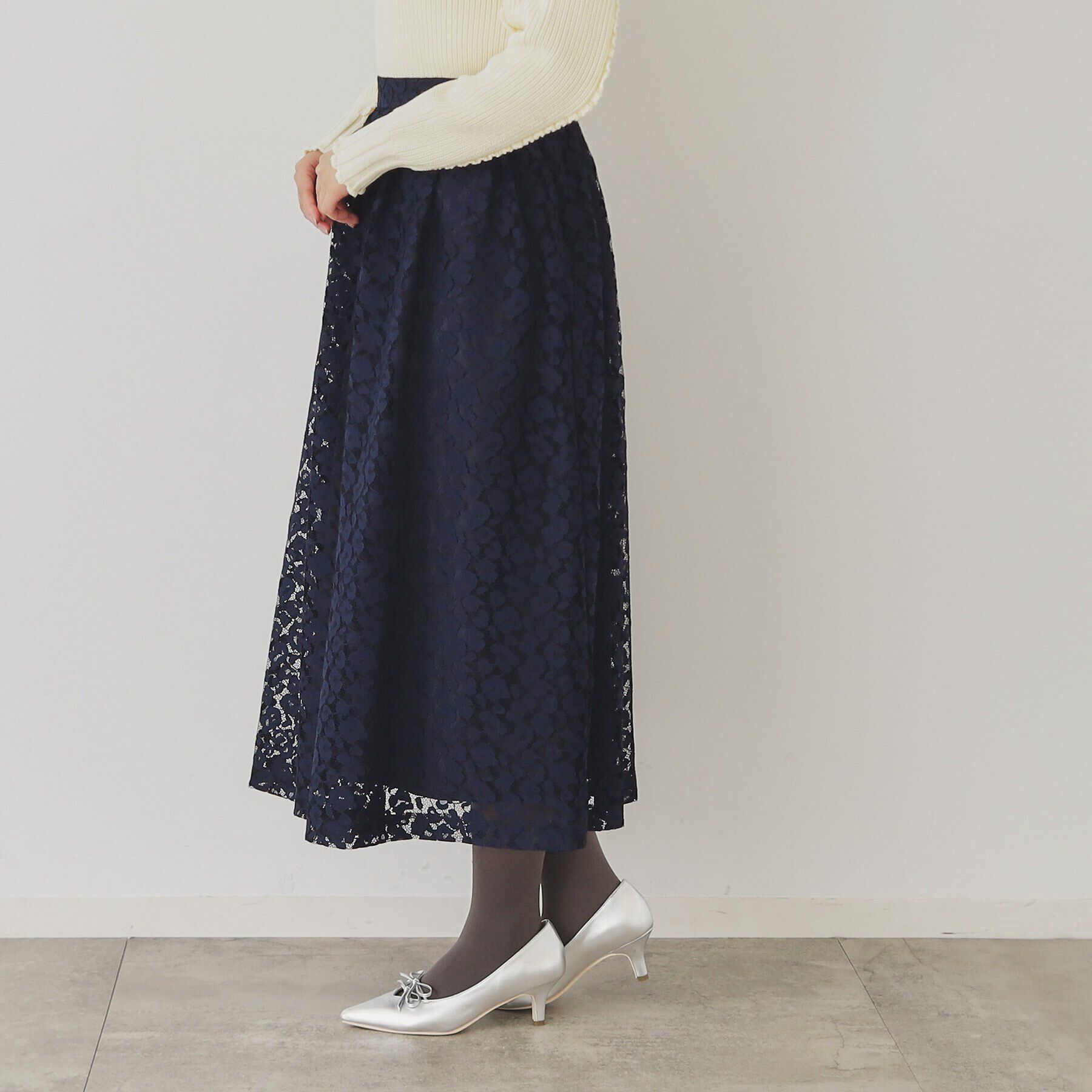 SunaUna「【レオパード柄レース／ウエスト後ろゴム】フレアスカート」|スカート|