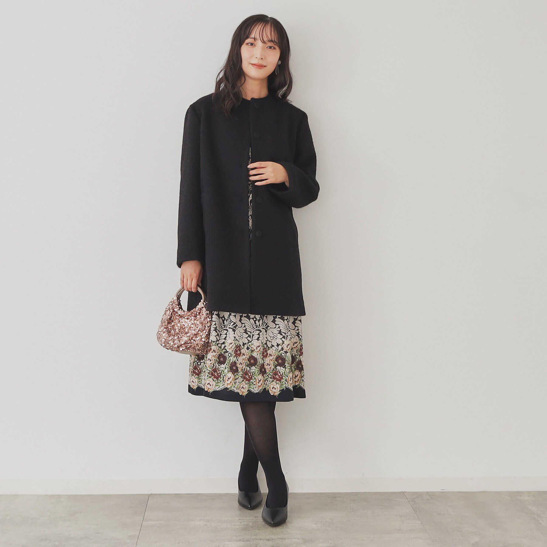 SunaUna「【S～Lサイズ展開/レース付ポケット】ボトルネックコート」|ノーカラーコート|