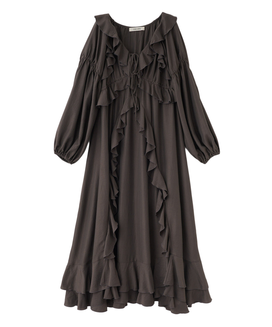 COCO DEAL「フリルロングワンピース」|ワンピース|チャコール