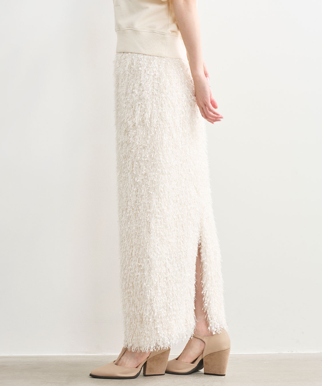 COCO DEAL「フェザーフリンジタイトスカート」|スカート|