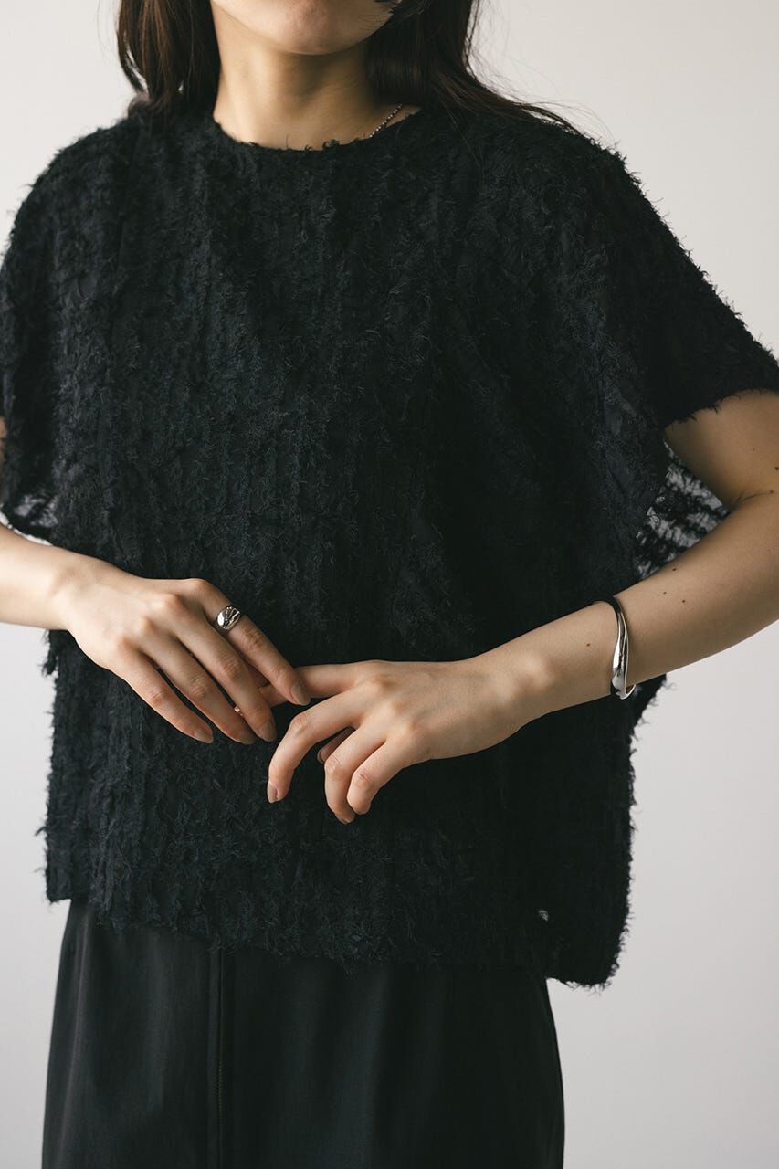 STYLEMIXER「チュールフリンジジャガードトップ」|シャツ・ブラウス|BLK
