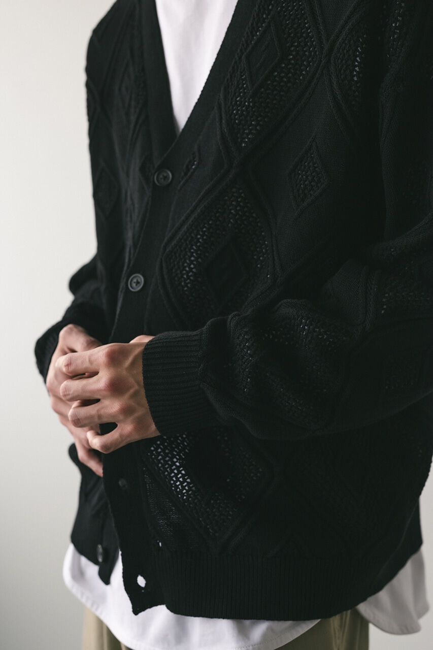 STYLEMIXER「アーガイルメッシュニットカーデ」|カーディガン|