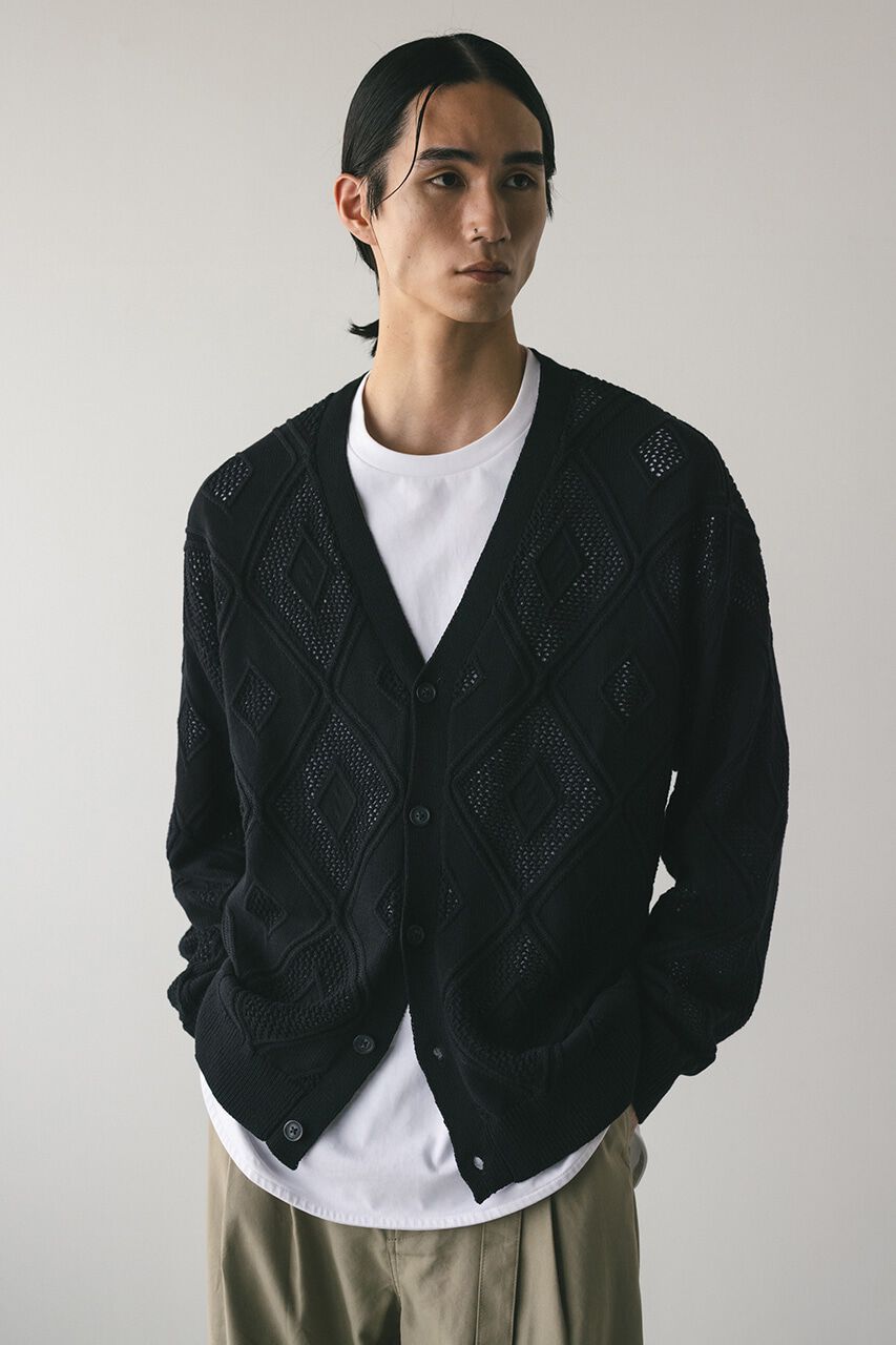 STYLEMIXER「アーガイルメッシュニットカーデ」|カーディガン|