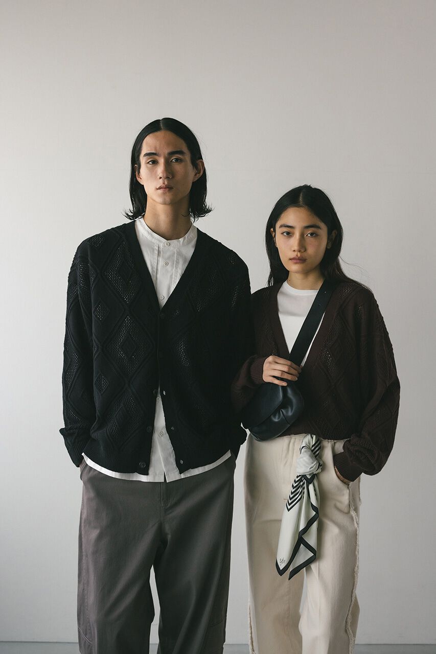 STYLEMIXER「アーガイルメッシュニットカーデ」|カーディガン|