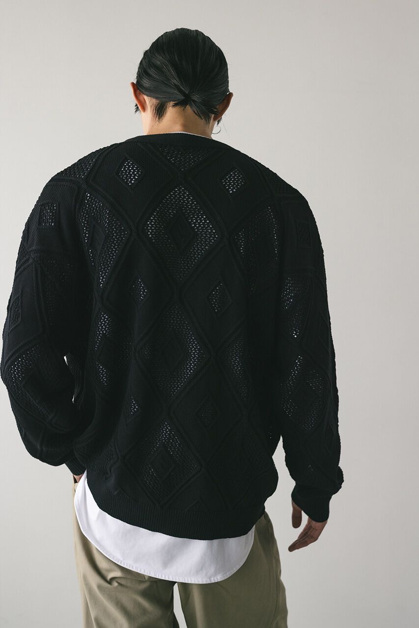 STYLEMIXER「アーガイルメッシュニットカーデ」|カーディガン|