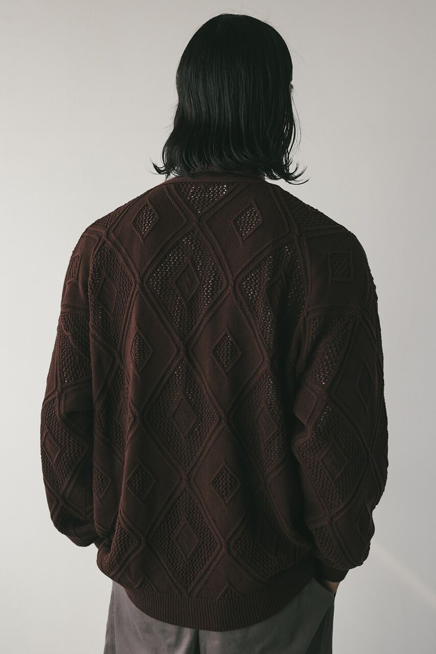 STYLEMIXER「アーガイルメッシュニットカーデ」|カーディガン|