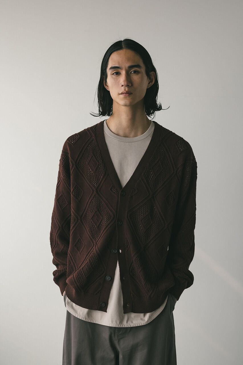 STYLEMIXER「アーガイルメッシュニットカーデ」|カーディガン|