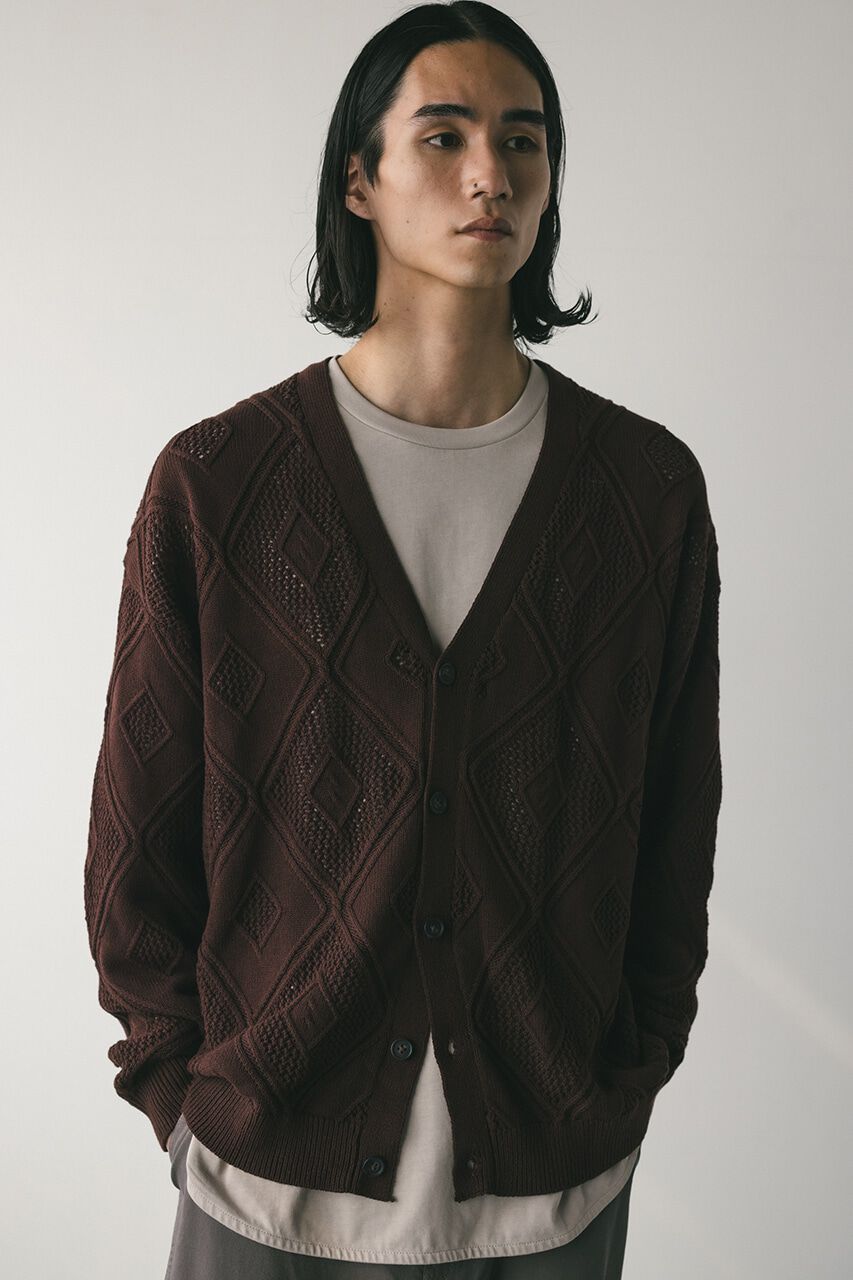 STYLEMIXER「アーガイルメッシュニットカーデ」|カーディガン|