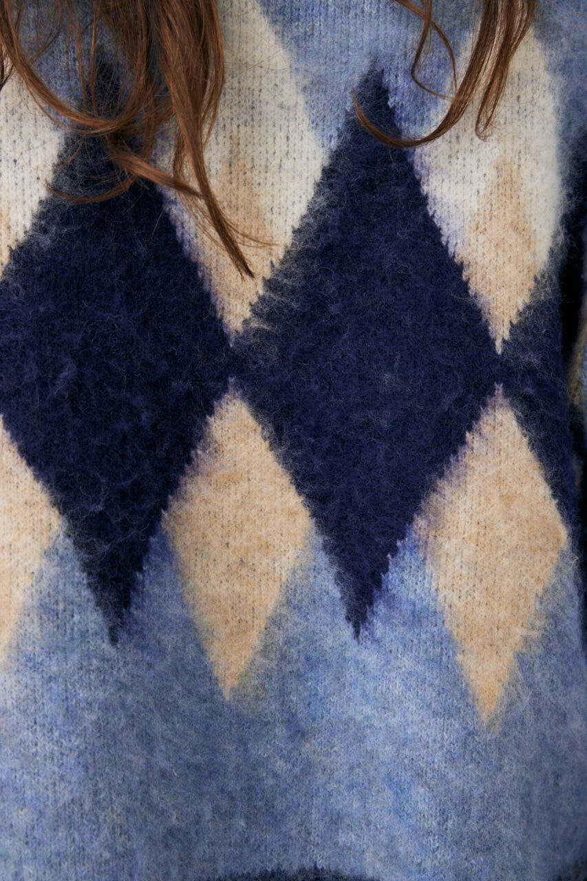 MOUSSY「ARGYLE SHAGGY カーディガン」|カーディガン|