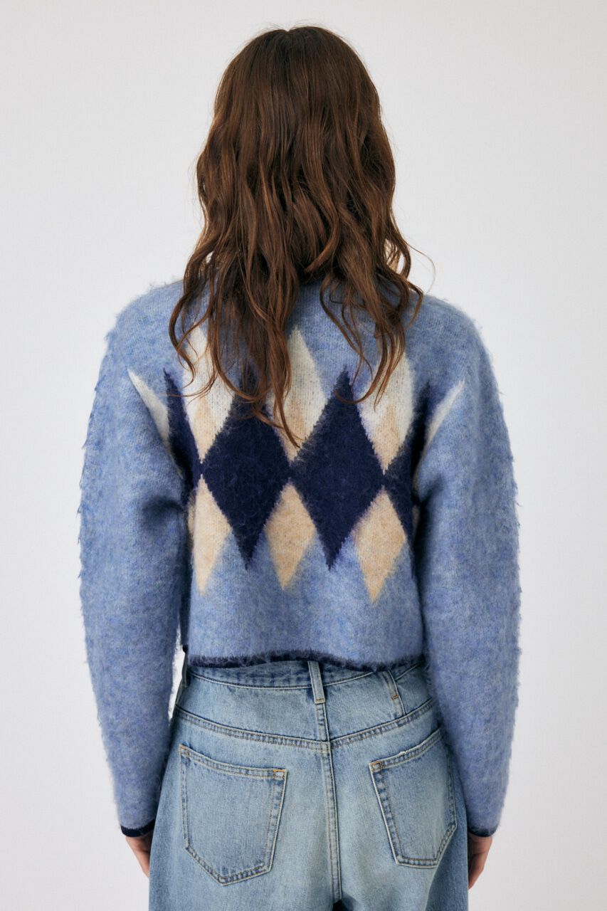 MOUSSY「ARGYLE SHAGGY カーディガン」|カーディガン|