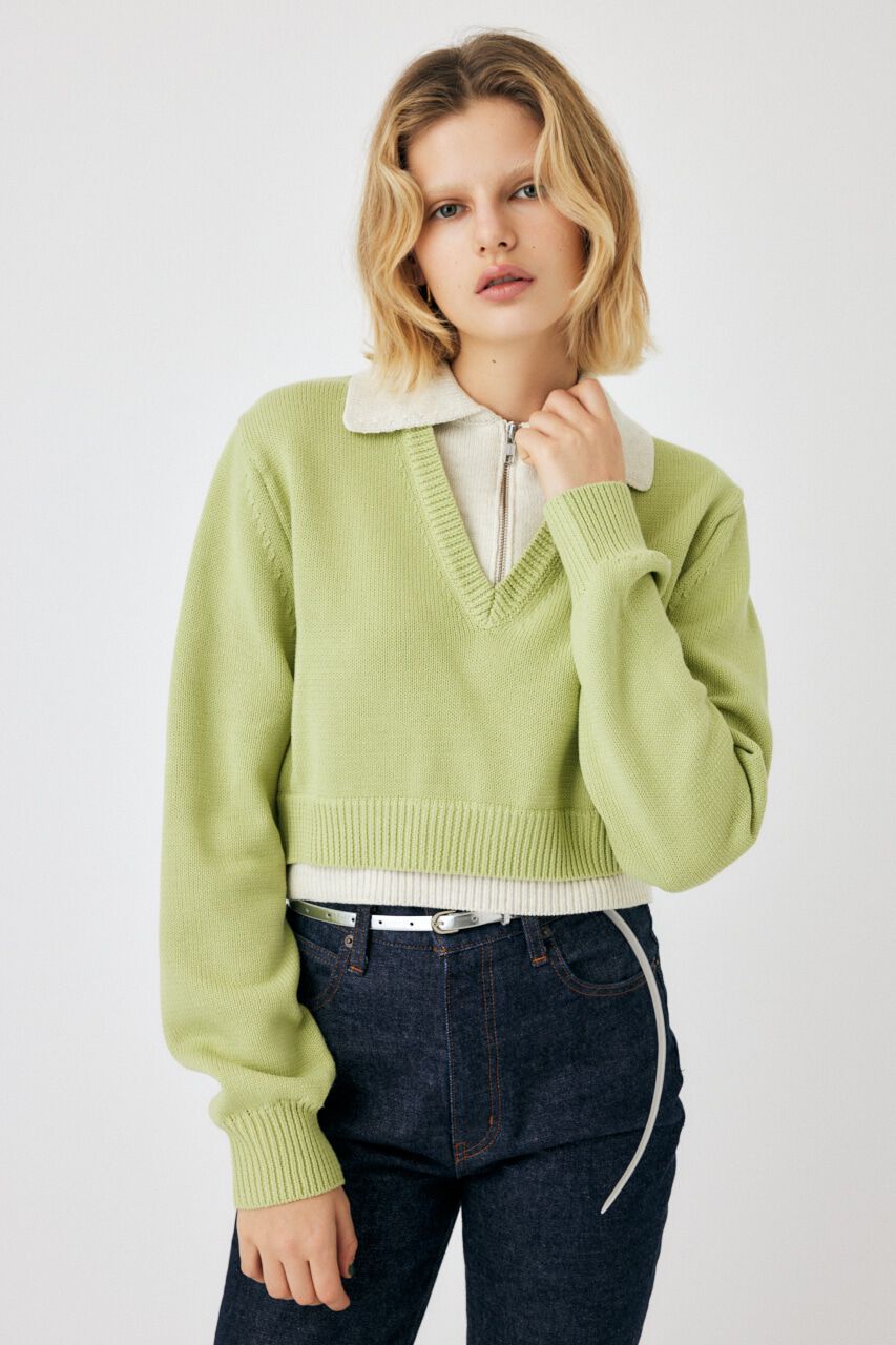 MOUSSY「LAYERED HALF ZIP セーター」|ニット・セーター|