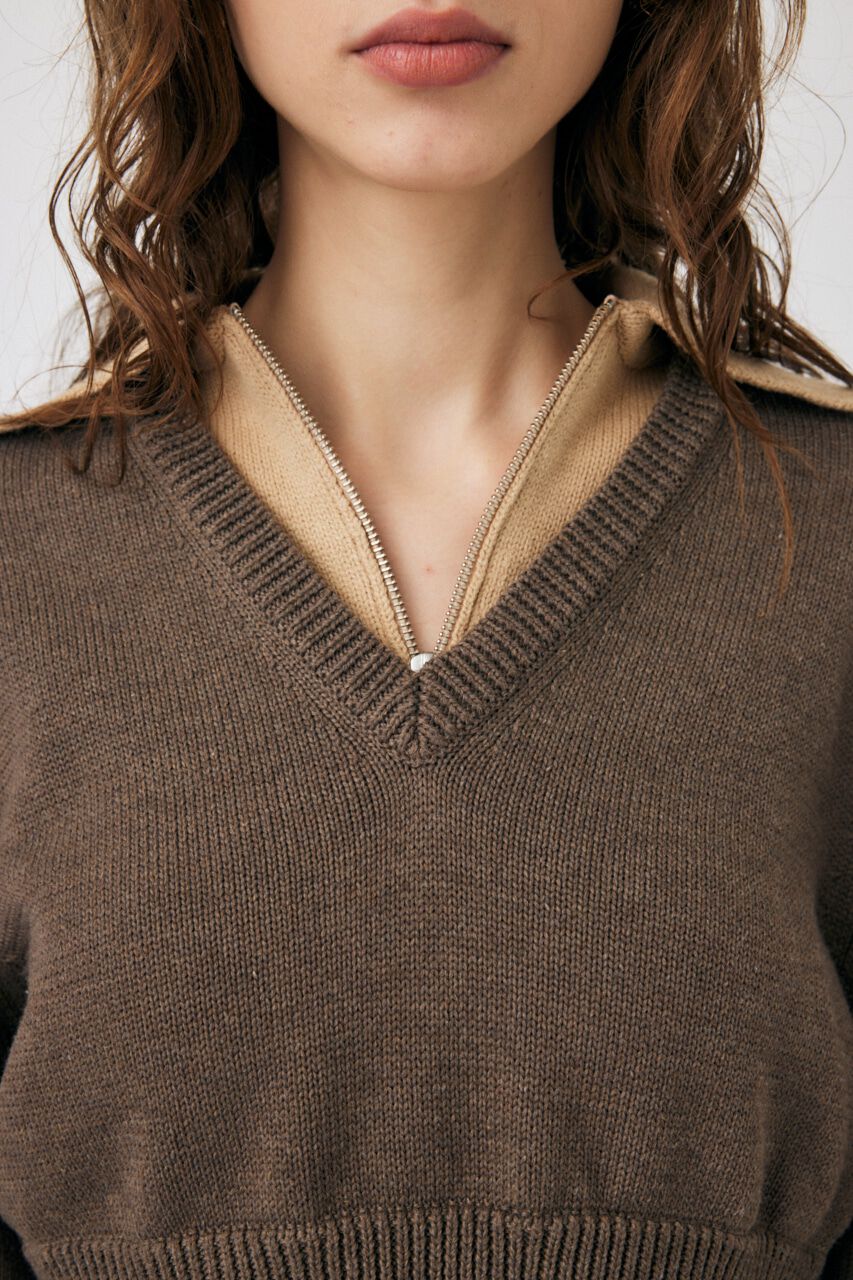 MOUSSY「LAYERED HALF ZIP セーター」|ニット・セーター|