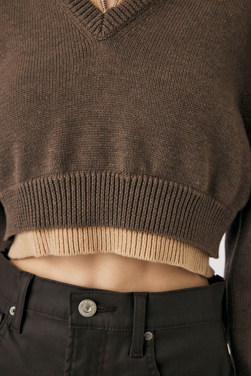 MOUSSY「LAYERED HALF ZIP セーター」|ニット・セーター|