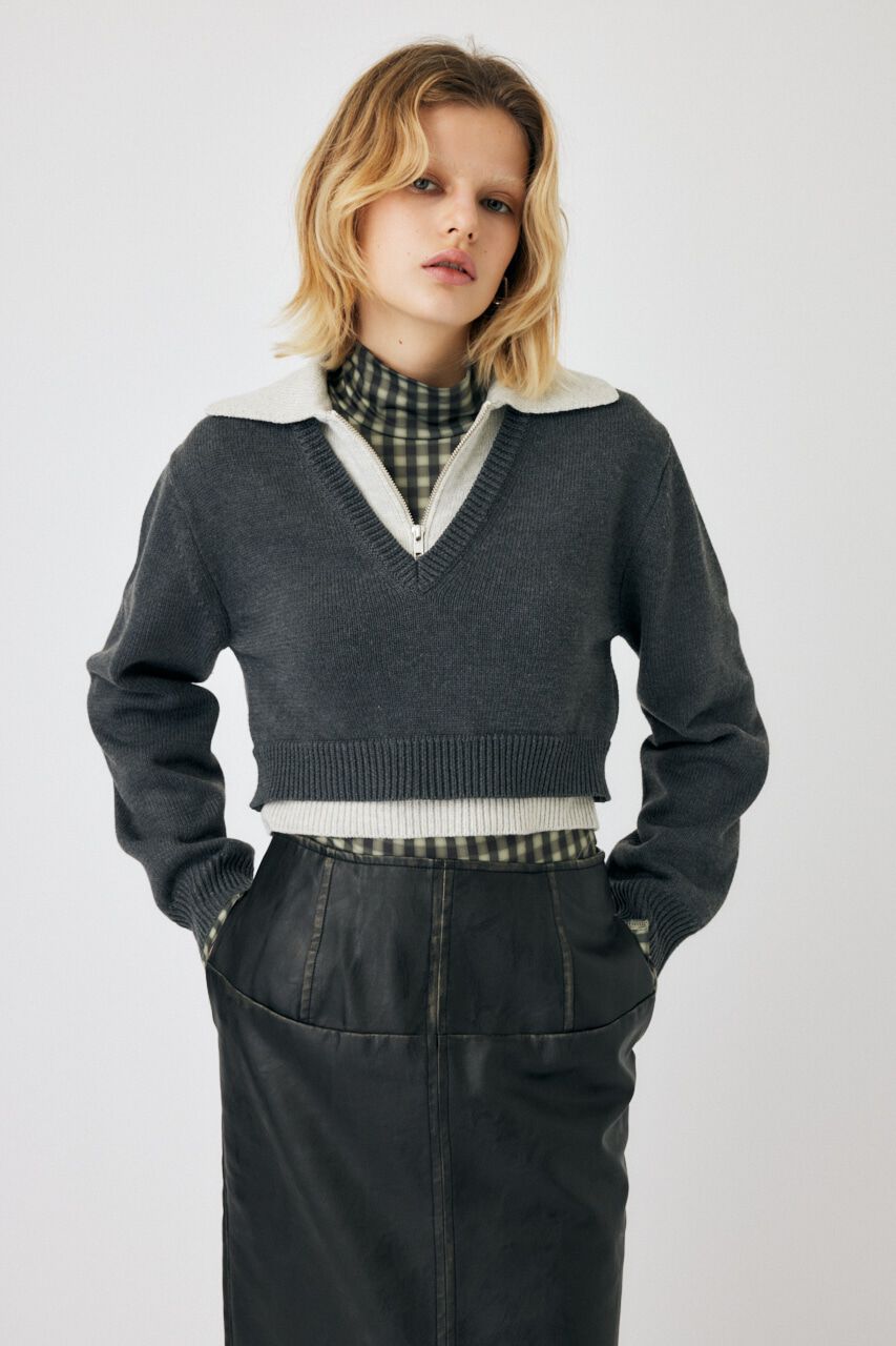 MOUSSY「LAYERED HALF ZIP セーター」|ニット・セーター|