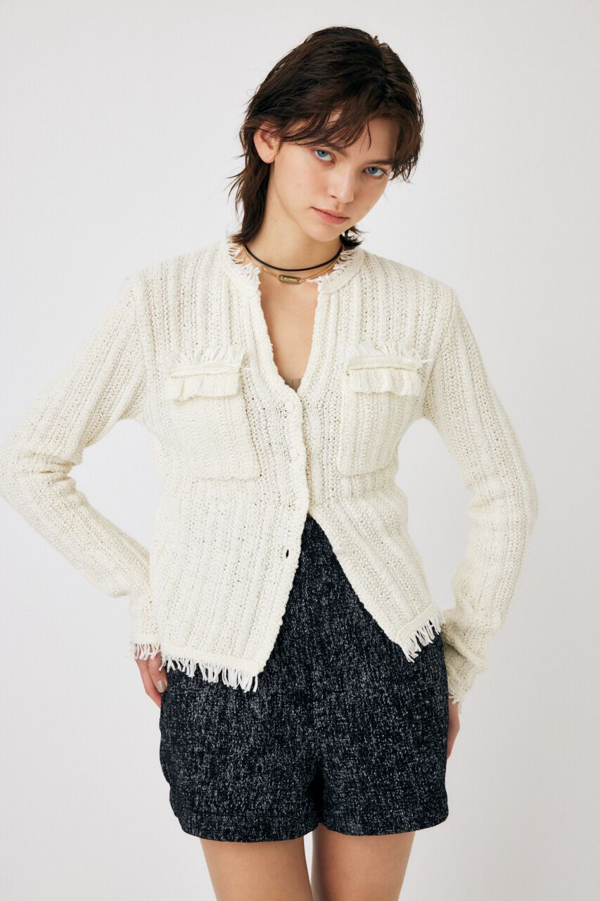 MOUSSY「FRINGE KNIT カーディガン」|カーディガン|