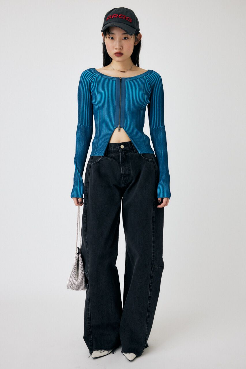 MOUSSY「ZIP UP RIB トップス」|ニット・セーター|