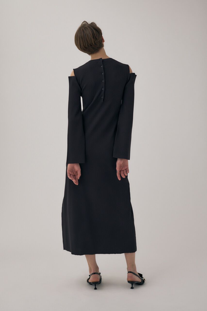 MOUSSY「リサイクルポリエステル使用オープンショルダーニットドレス」|ワンピース|