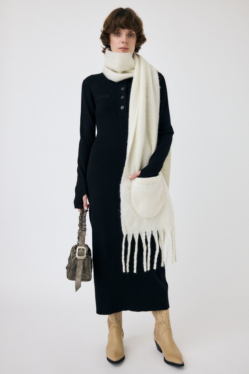 MOUSSY「RIB KNIT ロングドレス」|ワンピース|BLK