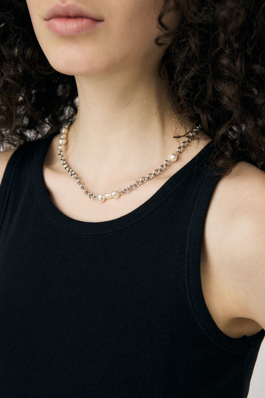 MOUSSY「DISTORTED F/PEARL ネックレス」|ネックレス|SLV