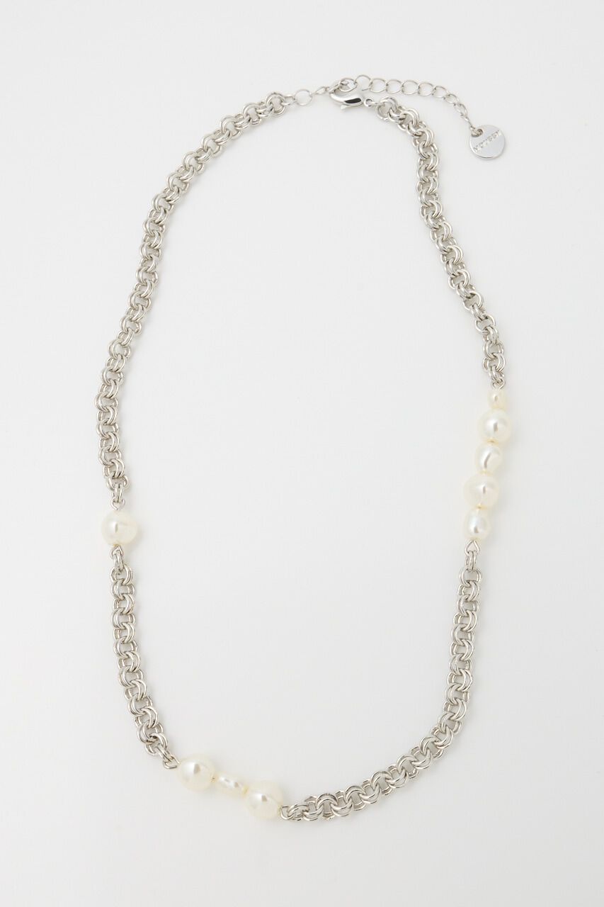 MOUSSY「DISTORTED F/PEARL ネックレス」|ネックレス|