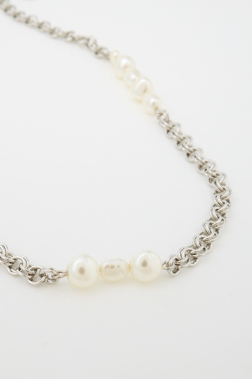 MOUSSY「DISTORTED F/PEARL ネックレス」|ネックレス|