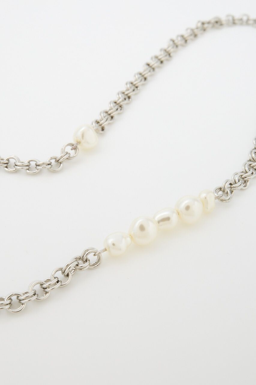 MOUSSY「DISTORTED F/PEARL ネックレス」|ネックレス|