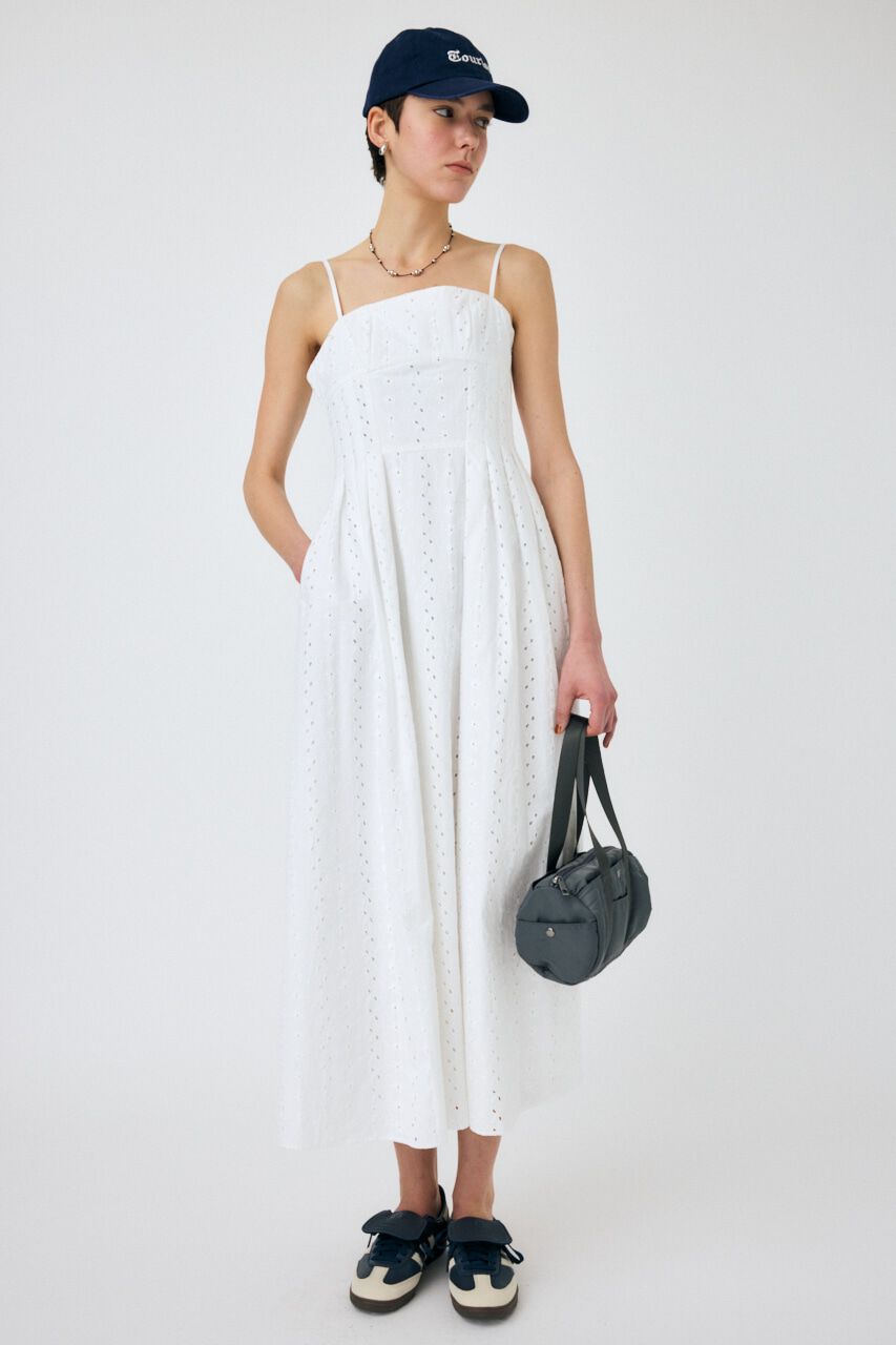 MOUSSY「EYELET LACE ドレス」|ワンピース|WHT