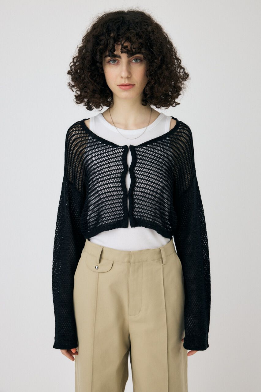 MOUSSY「OPEN WORK KNIT カーディガン」|カーディガン|