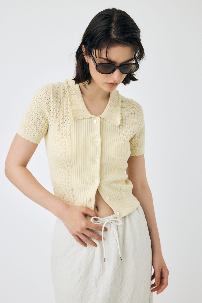 MOUSSY「POINTELLE KNIT H/S シャツ」|ニット・セーター|