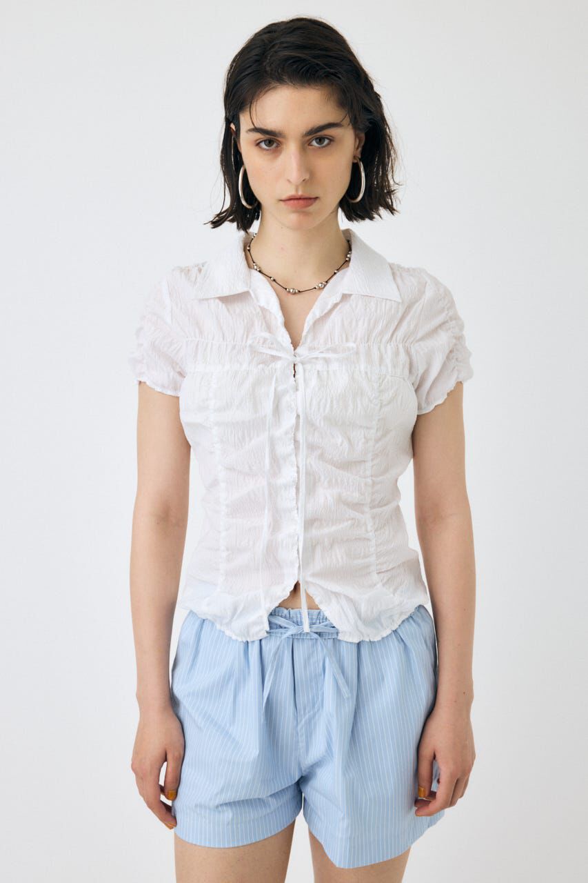 MOUSSY「SHIRRING RIBBON シャツ」|シャツ・ブラウス|