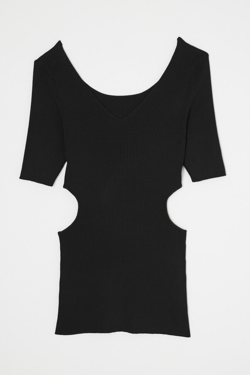 rienda「2WAYサイドオープンVN Knit TOP」|ニット・セーター|BLK