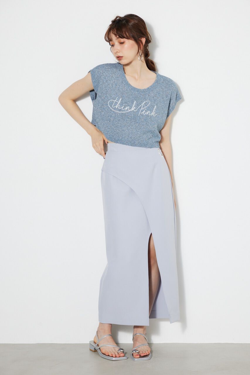 rienda「クロップドメッセージKnit TOP」|タンクトップ|