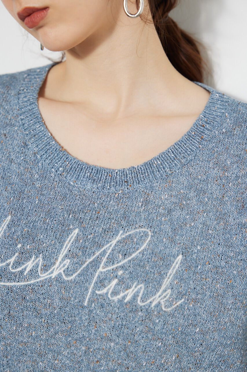 rienda「クロップドメッセージKnit TOP」|タンクトップ|