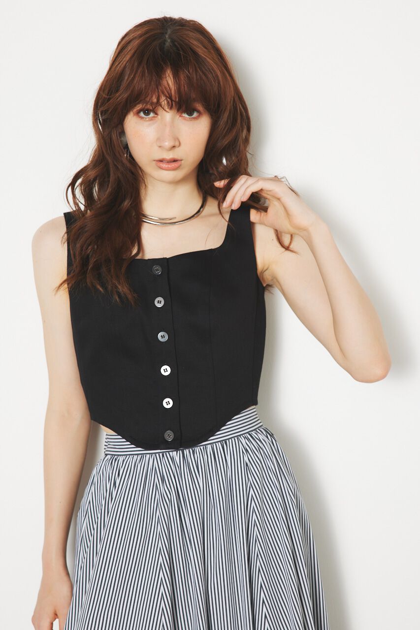 rienda「ラウンドヘムビスチェTOP」|その他|BLK