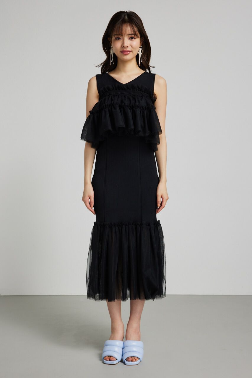 rienda「many wayチュールペプラムset Knit OP」|ワンピース|