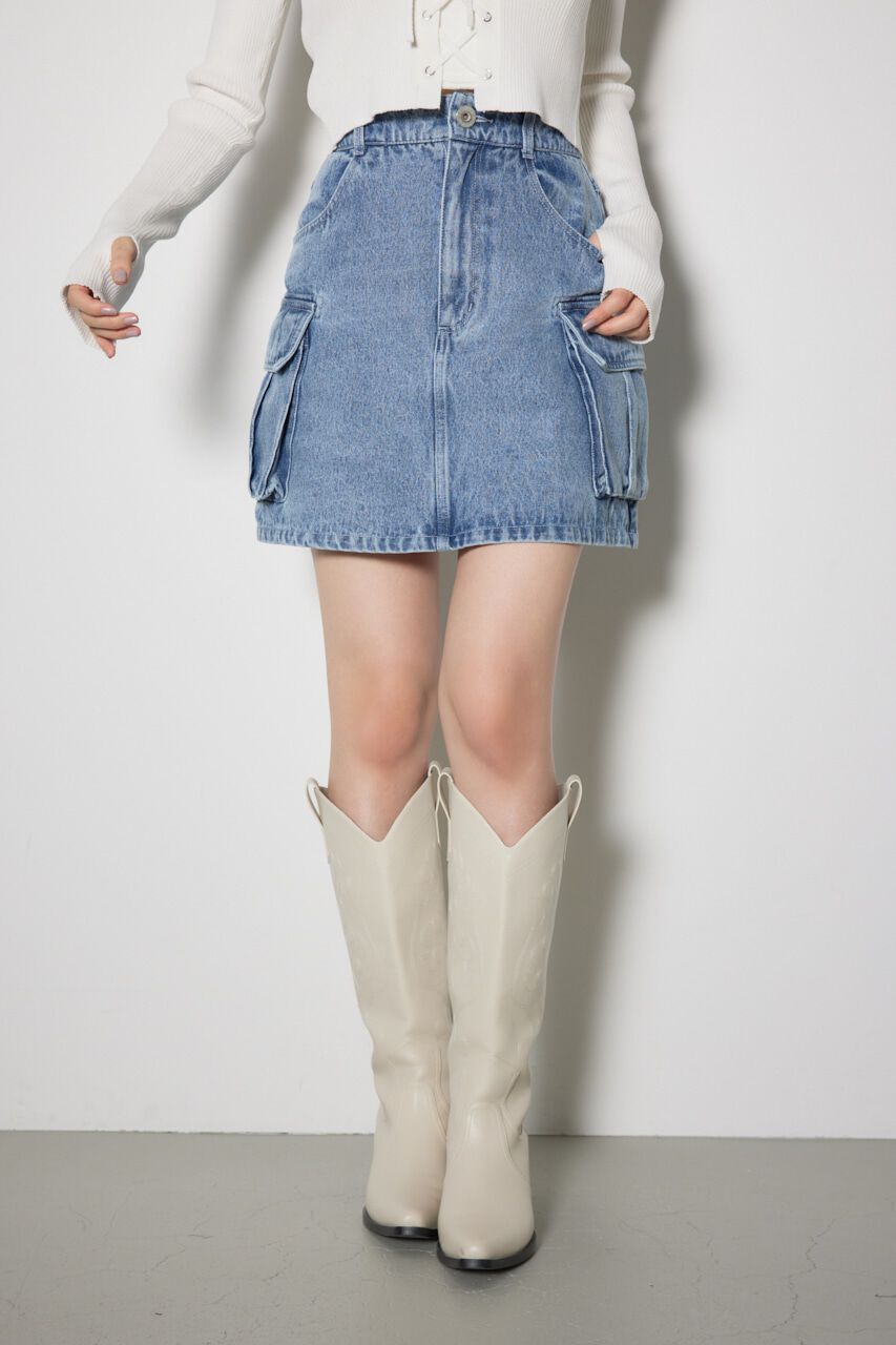 rienda「カーゴデニムジャストウエストスコートショートパンツ」|その他|