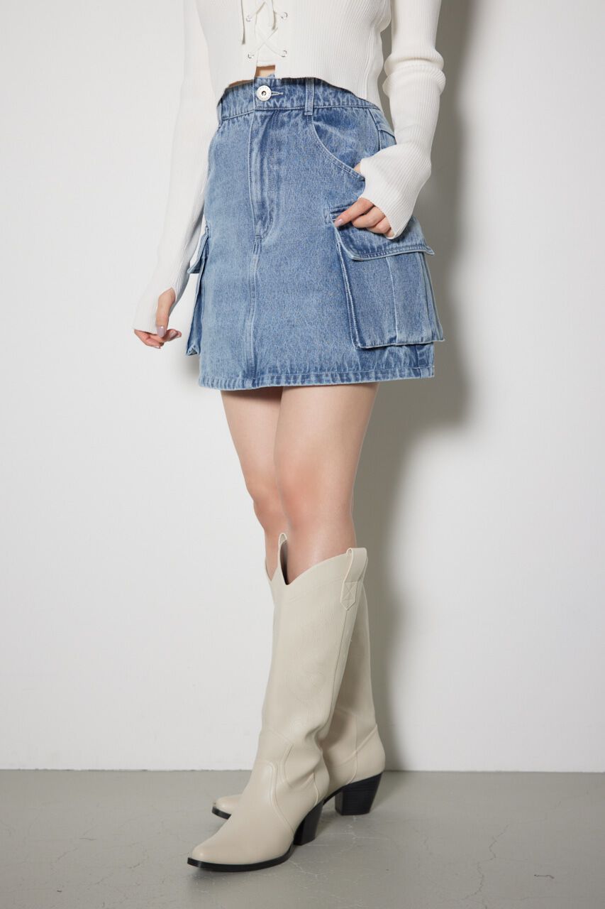 rienda「カーゴデニムジャストウエストスコートショートパンツ」|その他|