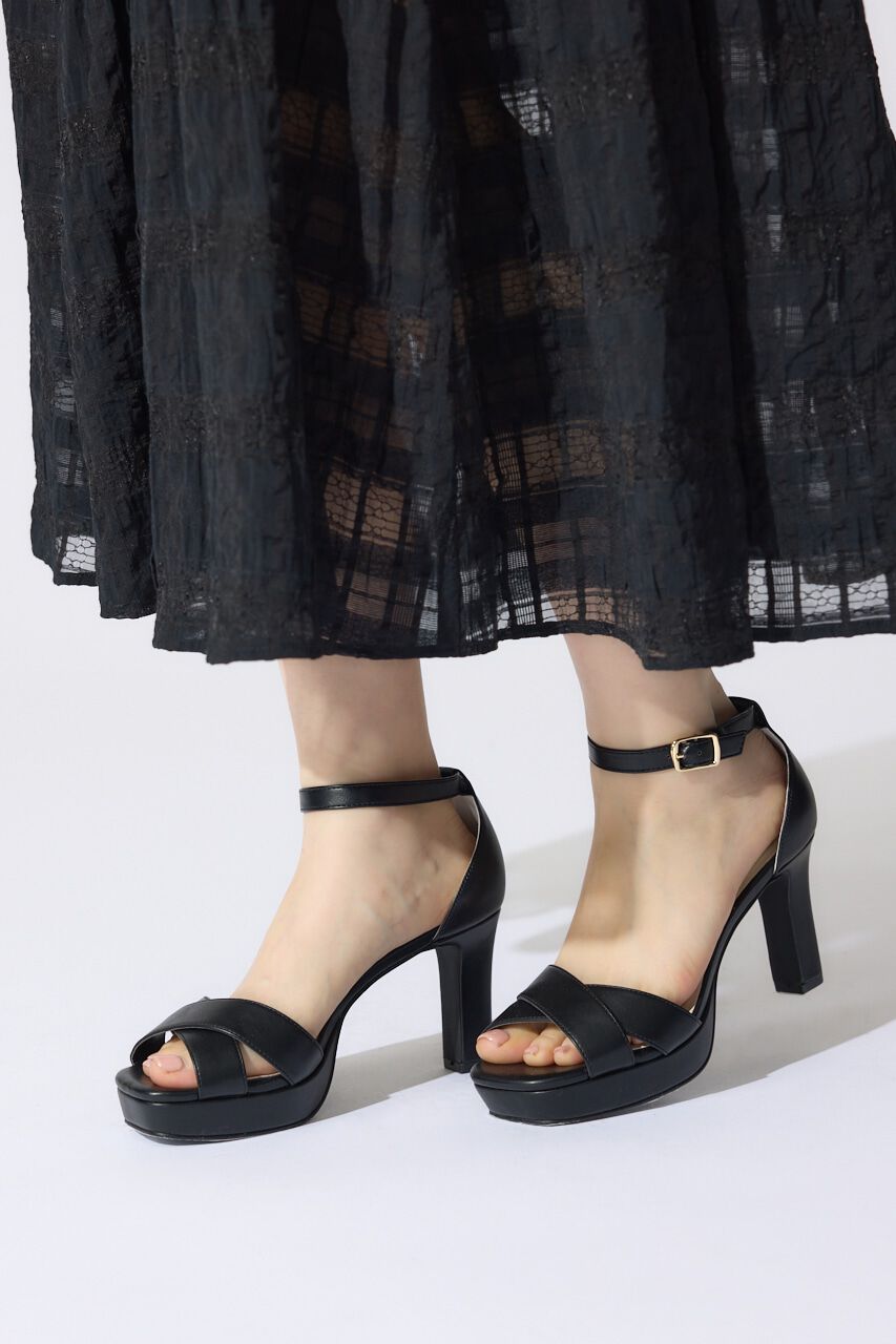 rienda「フロントクロスサンダル」|サンダル|BLK