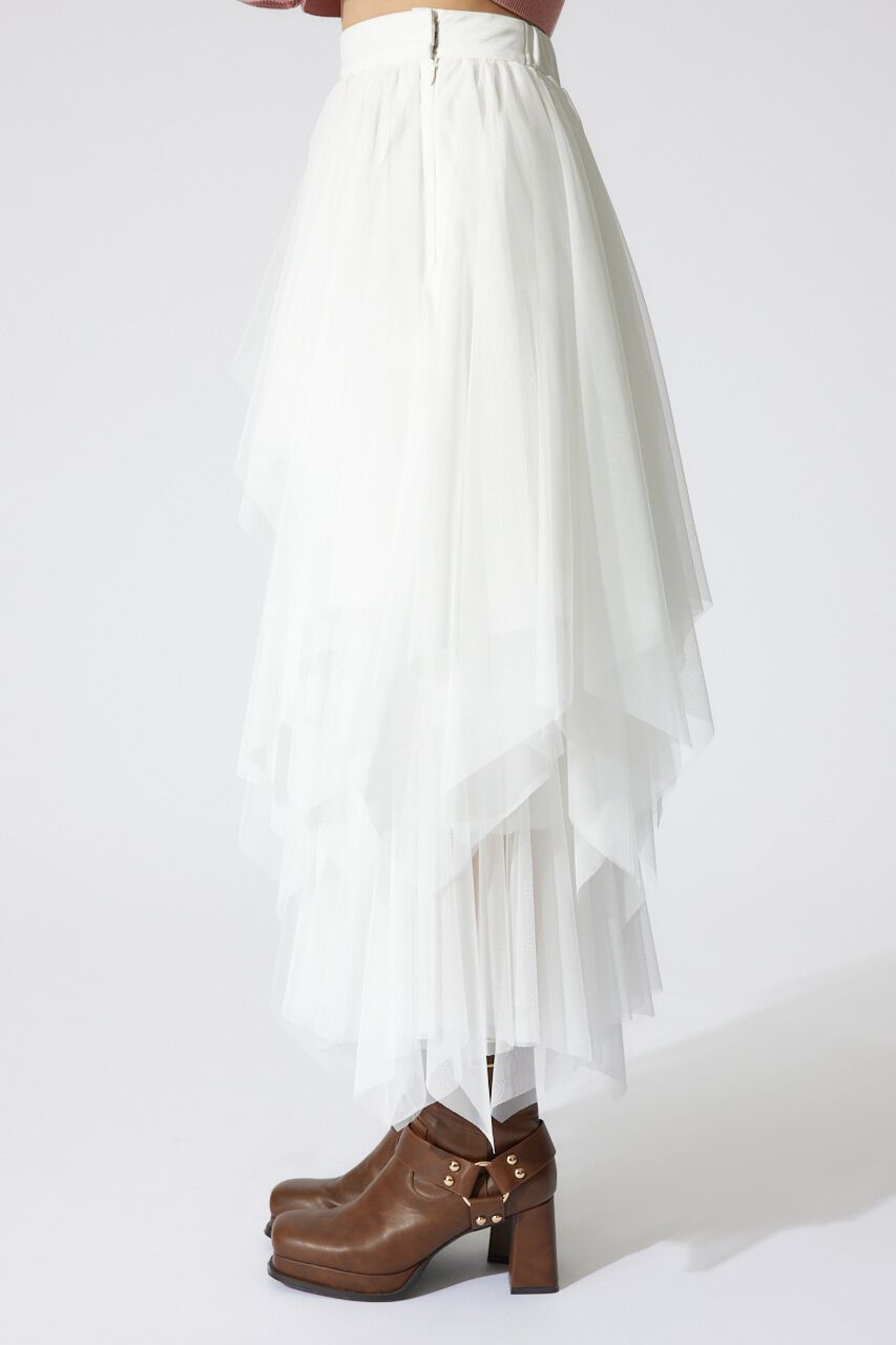 rienda「ニュアンスランダムチュールジャストウエストスカート」|スカート|