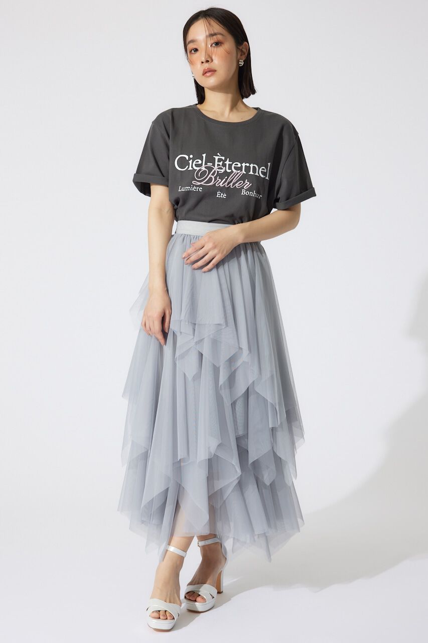 rienda「ニュアンスランダムチュールジャストウエストスカート」|スカート|